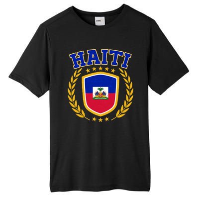 Haiti Flag Crest Shield Logo Tall Fusion ChromaSoft Performance T-Shirt