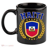 Haiti Flag Crest Shield Logo 11oz C Handle Ceramic Mug