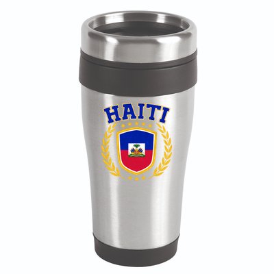 Haiti Flag Crest Shield Logo 16oz Travel Tumbler