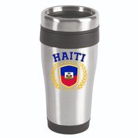 Haiti Flag Crest Shield Logo 16oz Travel Tumbler