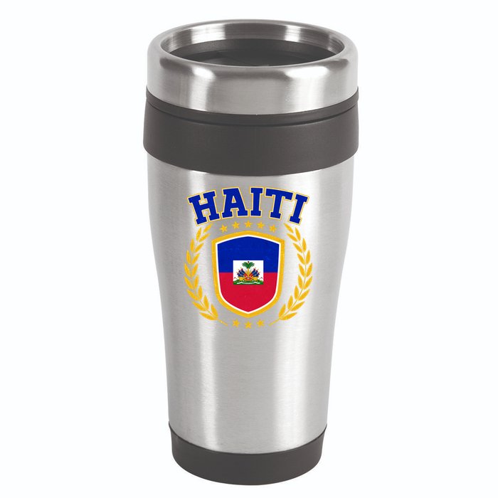 Haiti Flag Crest Shield Logo 16oz Travel Tumbler