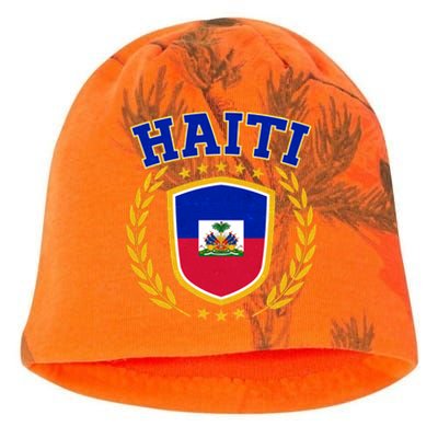 Haiti Flag Crest Shield Logo Kati - Camo Knit Beanie