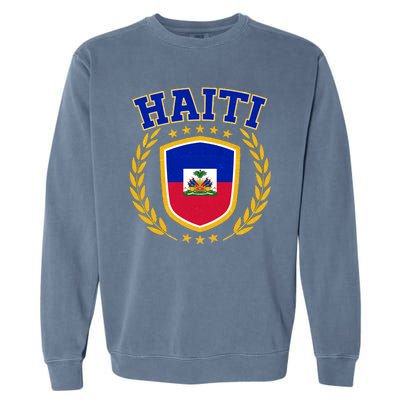 Haiti Flag Crest Shield Logo Garment-Dyed Sweatshirt