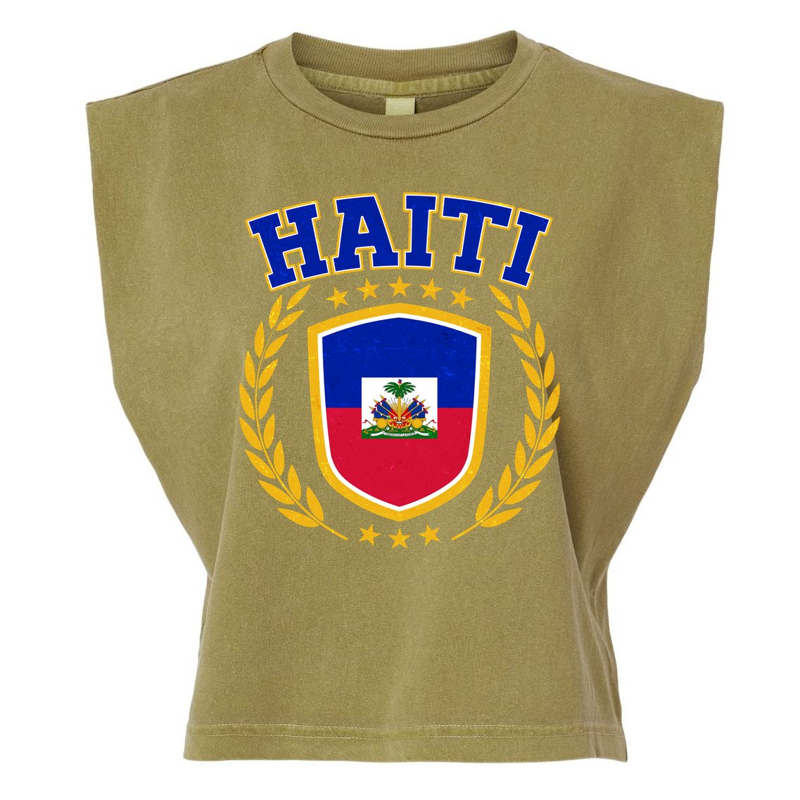 Haiti Flag Crest Shield Logo Garment-Dyed Women's Muscle Tee