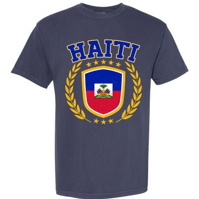 Haiti Flag Crest Shield Logo Garment-Dyed Heavyweight T-Shirt