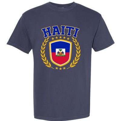 Haiti Flag Crest Shield Logo Garment-Dyed Heavyweight T-Shirt