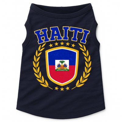 Haiti Flag Crest Shield Logo Doggie Tank