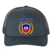 Haiti Flag Crest Shield Logo Yupoong Adult 5-Panel Trucker Hat