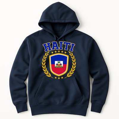 Haiti Flag Crest Shield Logo Hoodie