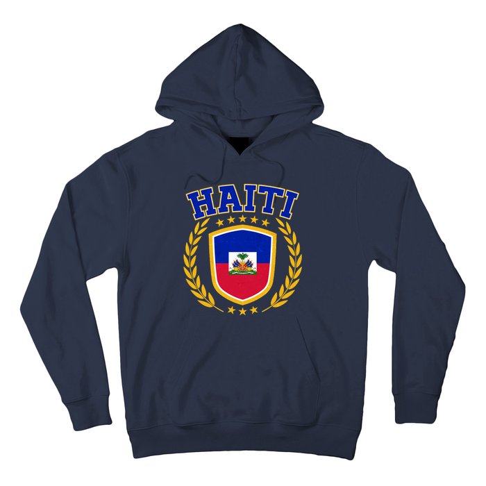 Haiti Flag Crest Shield Logo Hoodie