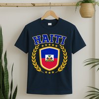 Haiti Flag Crest Shield Logo T-Shirt