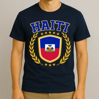 Haiti Flag Crest Shield Logo T-Shirt