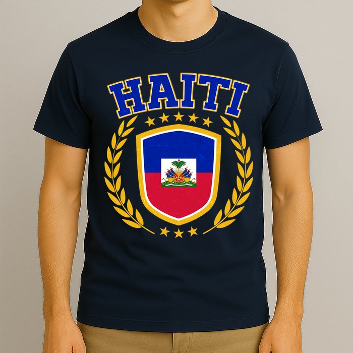 Haiti Flag Crest Shield Logo T-Shirt
