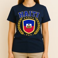 Haiti Flag Crest Shield Logo T-Shirt