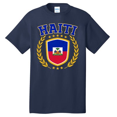 Haiti Flag Crest Shield Logo Tall T-Shirt