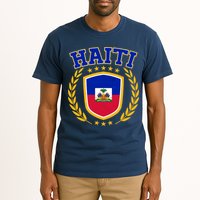 Haiti Flag Crest Shield Logo Tall T-Shirt