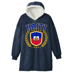 Haiti Flag Crest Shield Logo Hooded Wearable Blanket