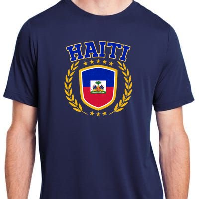 Haiti Flag Crest Shield Logo Adult ChromaSoft Performance T-Shirt