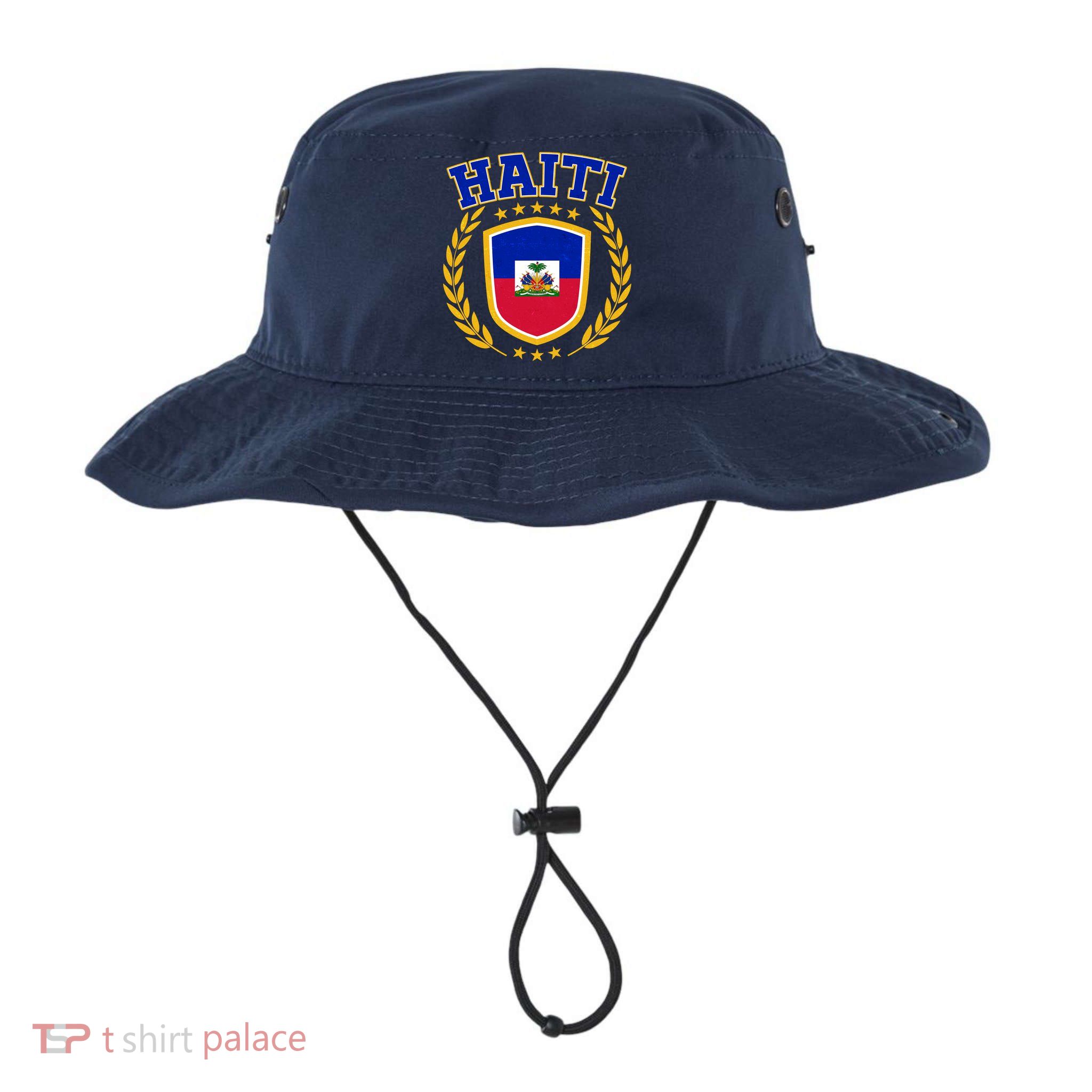 Haiti Flag Crest Shield Logo Bucket Hat