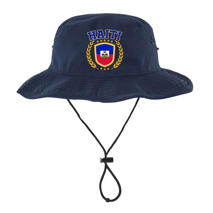 Haiti Flag Crest Shield Logo Legacy Cool Fit Booney Bucket Hat