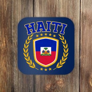 Haiti Flag Crest Shield Logo Coaster