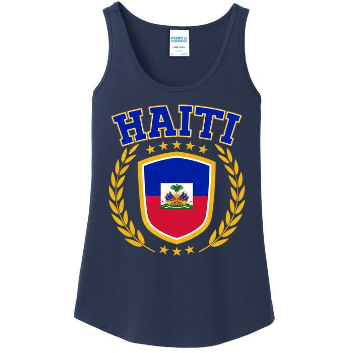 Haiti Flag Crest Shield Logo Ladies Essential Tank