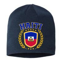 Haiti Flag Crest Shield Logo Sustainable Beanie