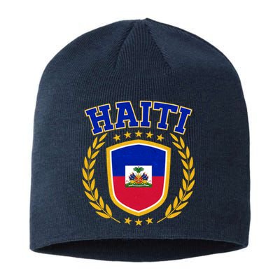 Haiti Flag Crest Shield Logo Sustainable Beanie