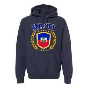 Haiti Flag Crest Shield Logo Premium Hoodie