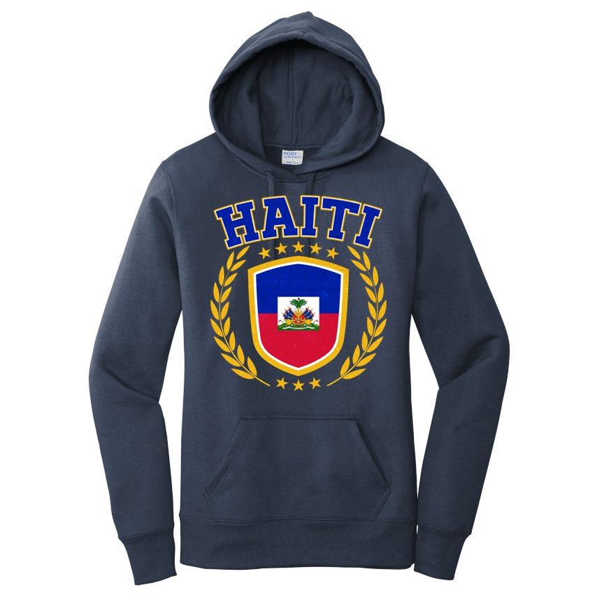 Haiti Flag Crest Shield Logo Women's Pullover Hoodie