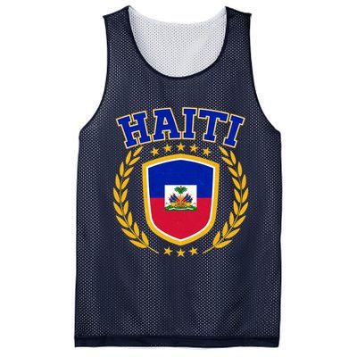Haiti Flag Crest Shield Logo Mesh Reversible Basketball Jersey Tank