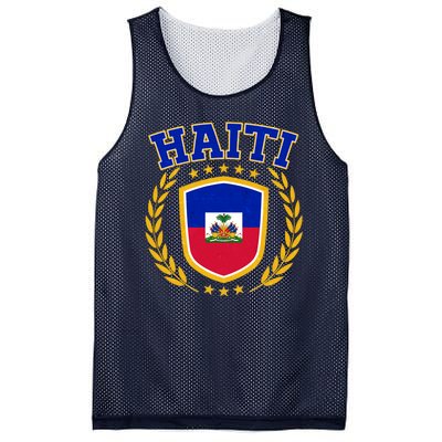 Haiti Flag Crest Shield Logo Mesh Reversible Basketball Jersey Tank