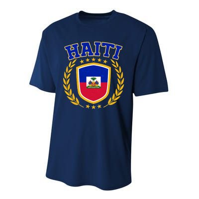 Haiti Flag Crest Shield Logo Performance Sprint T-Shirt