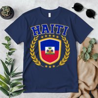 Haiti Flag Crest Shield Logo Premium T-Shirt