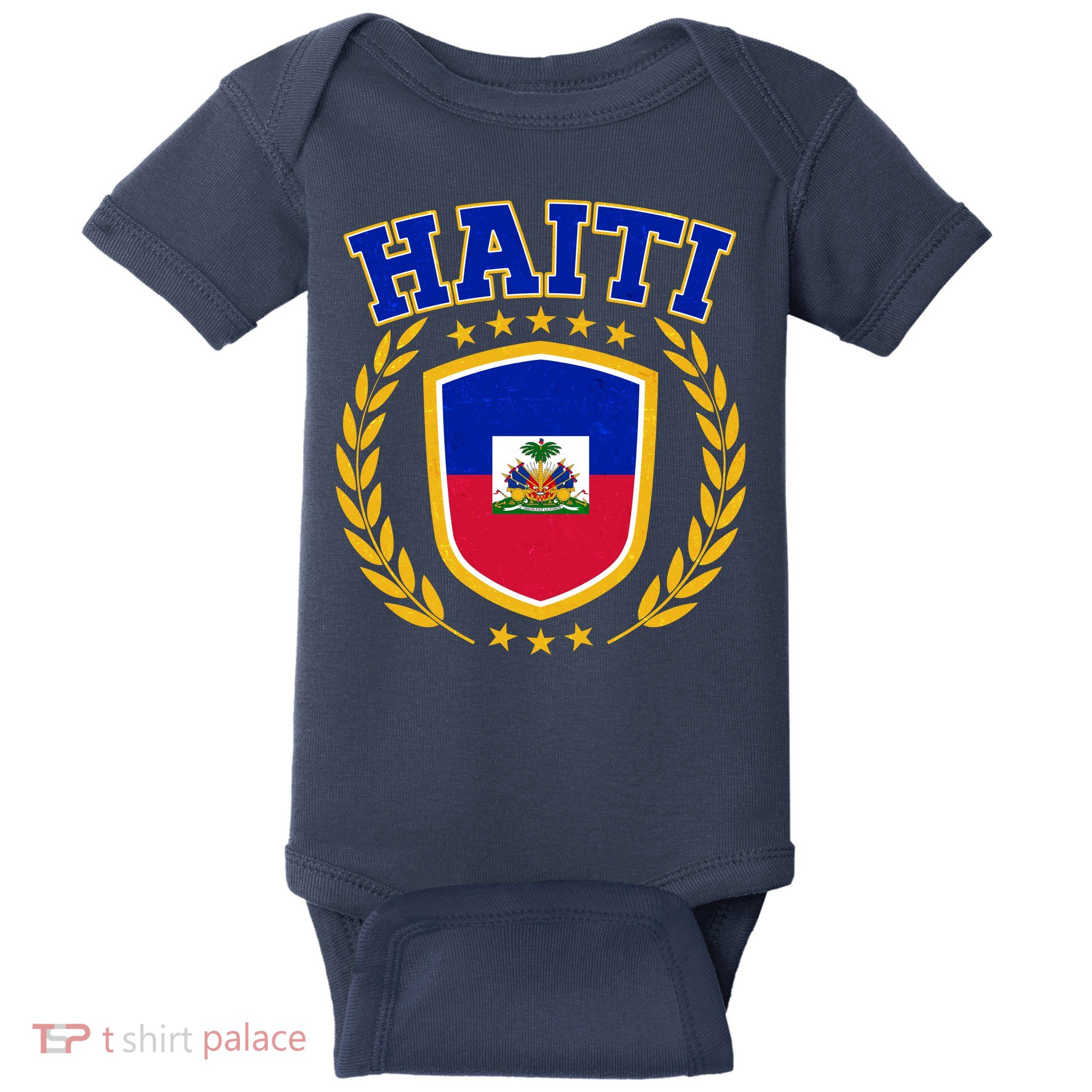 Haiti Flag Crest Shield Logo Baby Bodysuit