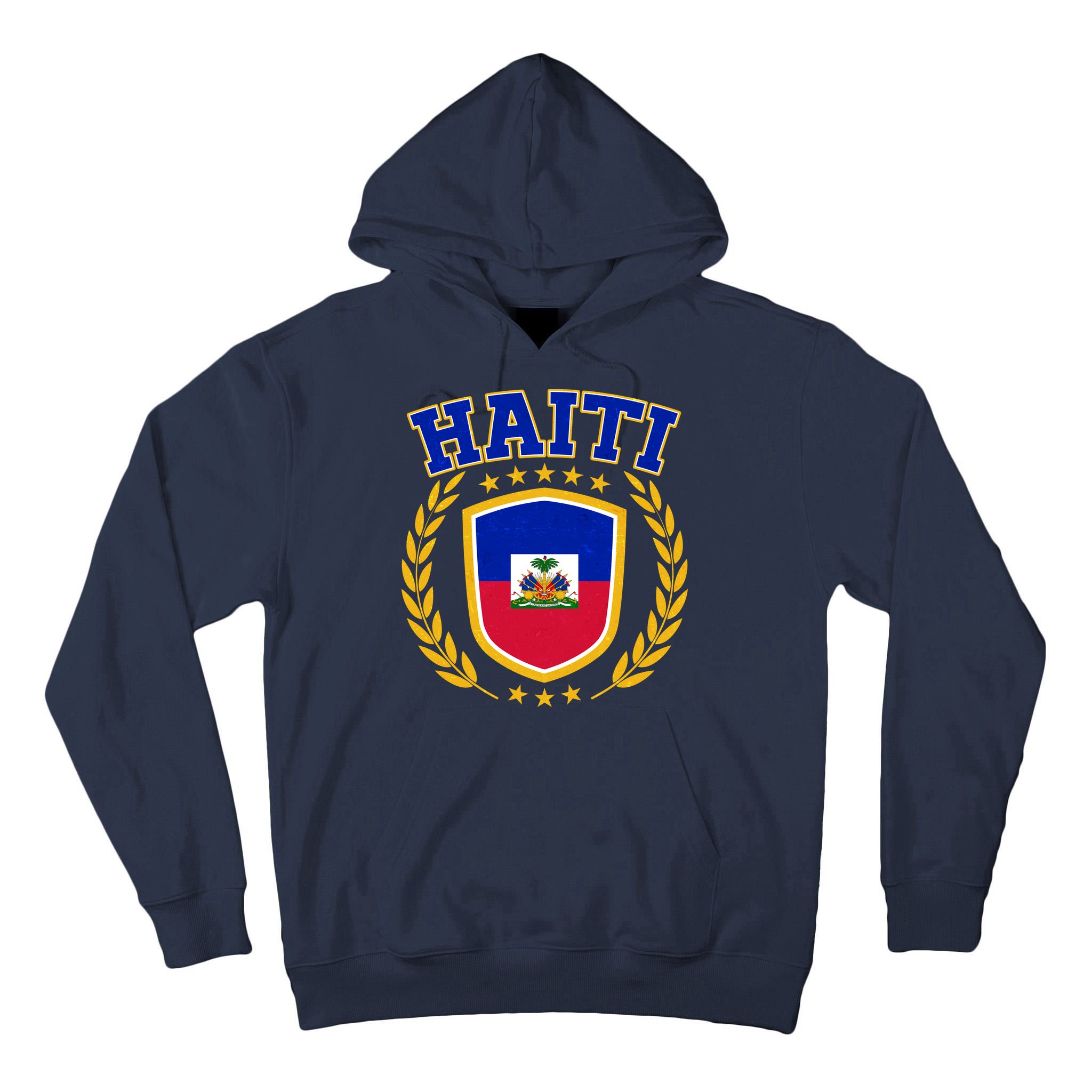 Haiti Flag Crest Shield Logo Tall Hoodie