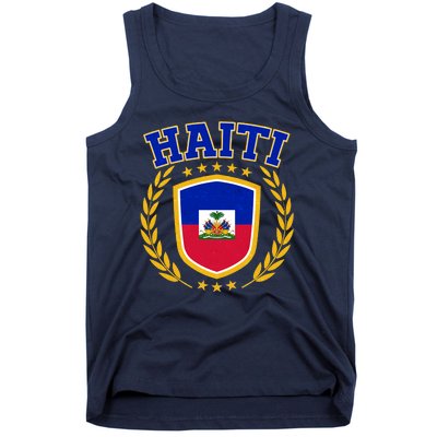 Haiti Flag Crest Shield Logo Tank Top