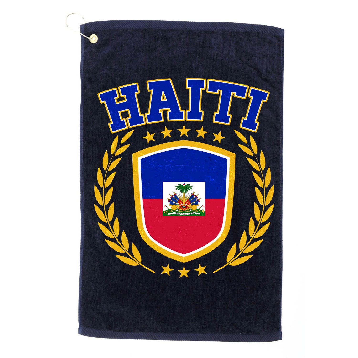 Haiti Flag Crest Shield Logo Golf Towel