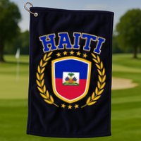 Haiti Flag Crest Shield Logo Golf Towel