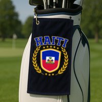 Haiti Flag Crest Shield Logo Golf Towel