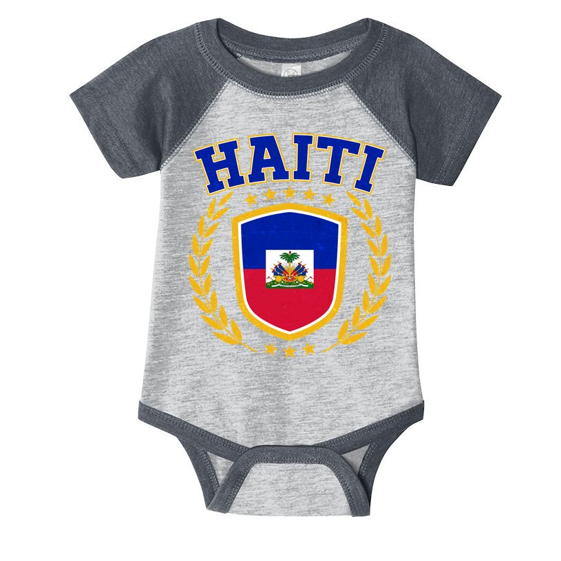 Haiti Flag Crest Shield Logo Infant Baby Jersey Bodysuit