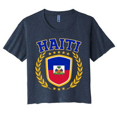 Haiti Flag Crest Shield Logo Crop Top