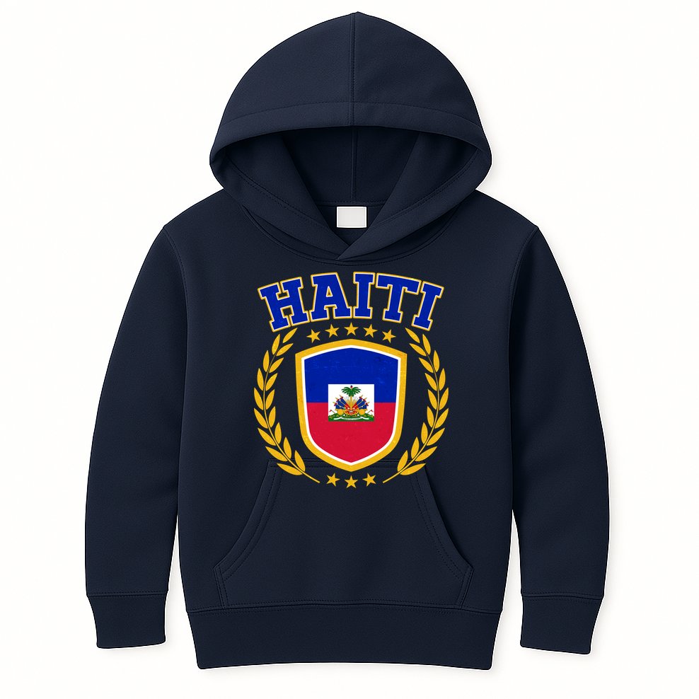Haiti Flag Crest Shield Logo Kids Hoodie