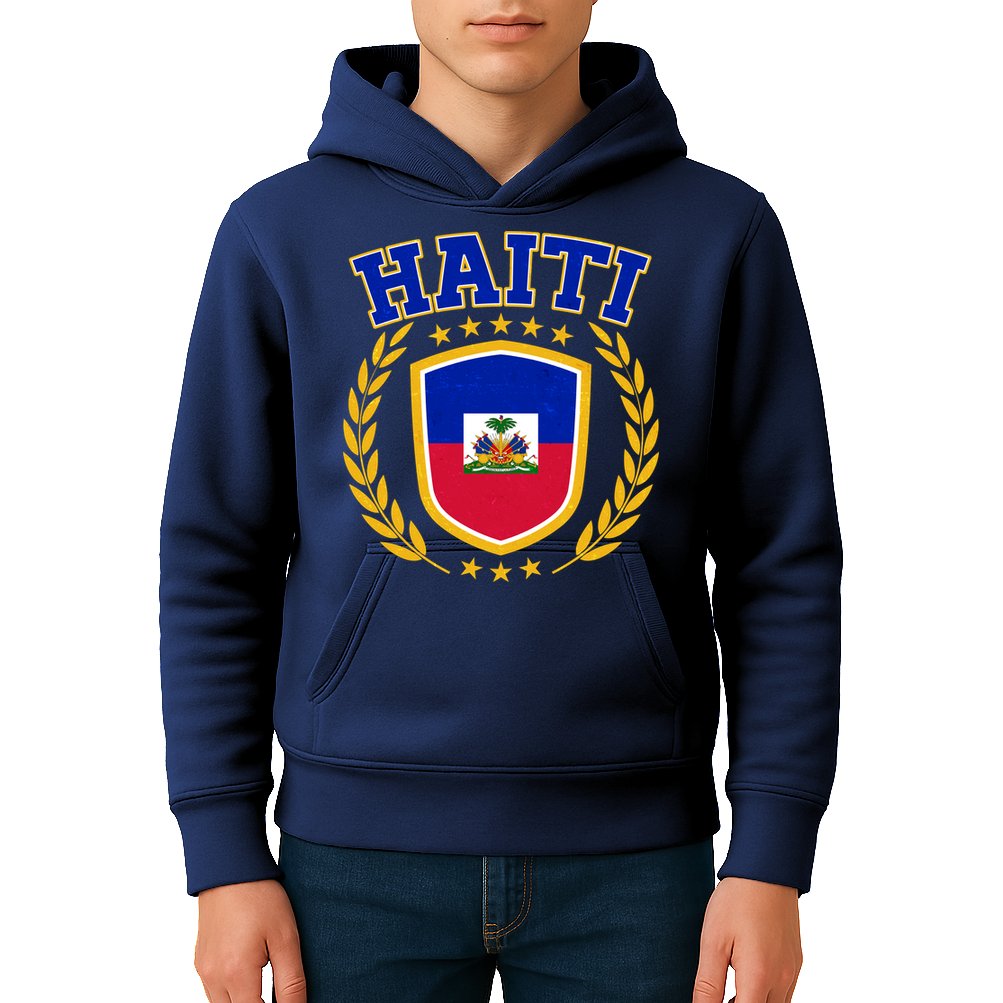 Haiti Flag Crest Shield Logo Kids Hoodie