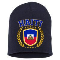 Haiti Flag Crest Shield Logo Short Acrylic Beanie