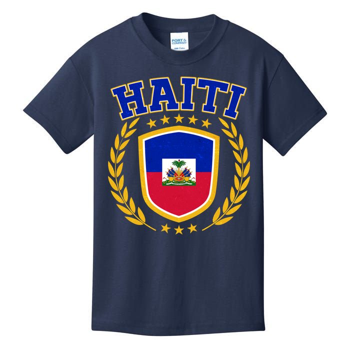 Haiti Flag Crest Shield Logo Kids T-Shirt