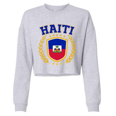 Haiti Flag Crest Shield Logo Cropped Pullover Crew