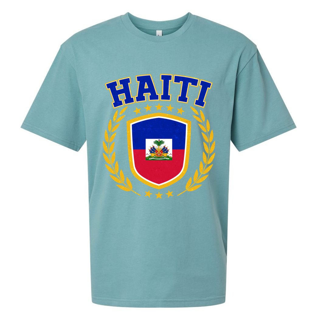 Haiti Flag Crest Shield Logo Sueded Cloud Jersey T-Shirt