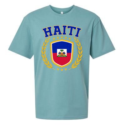 Haiti Flag Crest Shield Logo Sueded Cloud Jersey T-Shirt