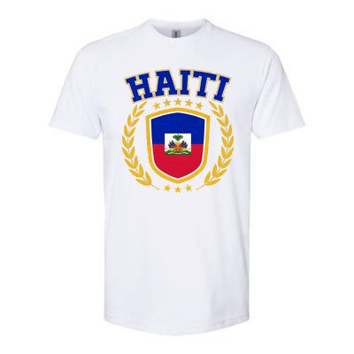 Haiti Flag Crest Shield Logo Softstyle CVC T-Shirt